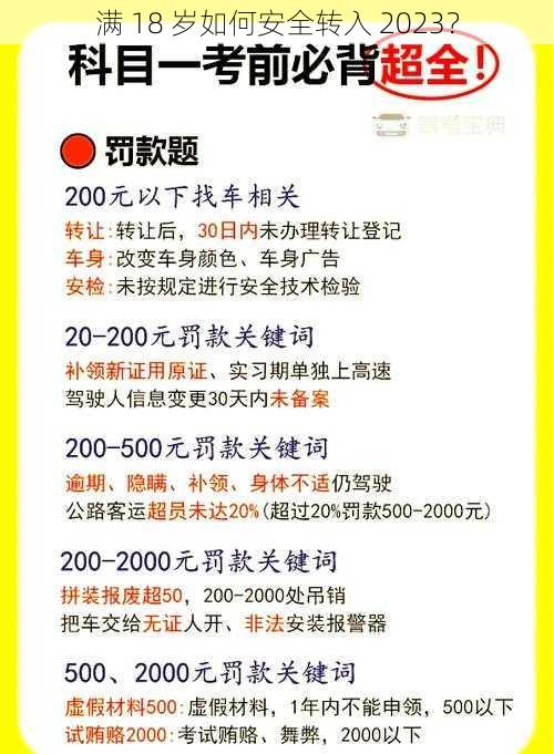 满 18 岁如何安全转入 2023?